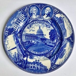 1940's Staffordshire Ware Blue & White Washington DC Plate